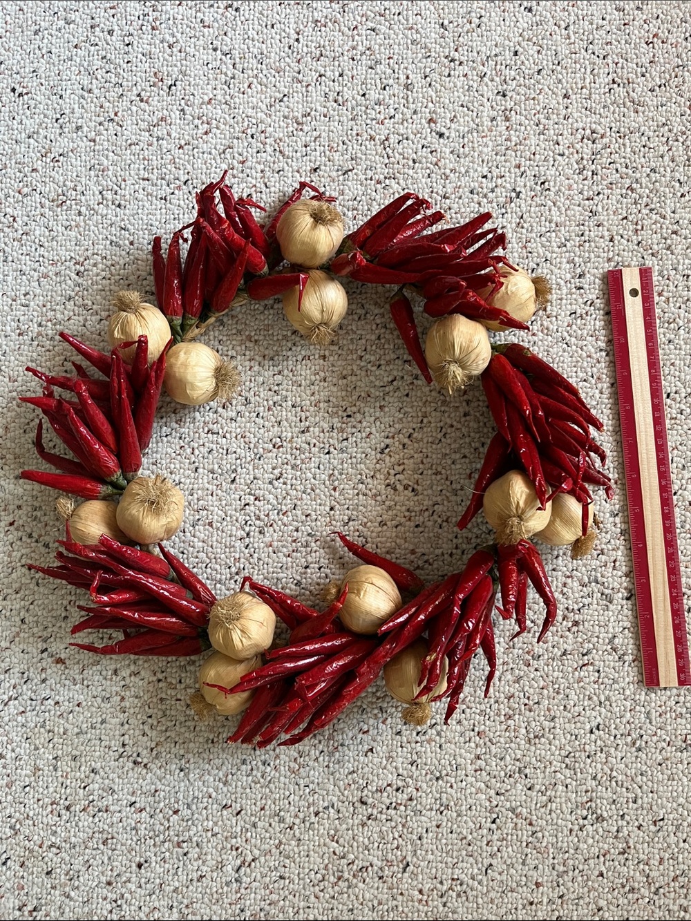Red Chili andGarlic Decorative Wreath approx 14 inch  very realistic